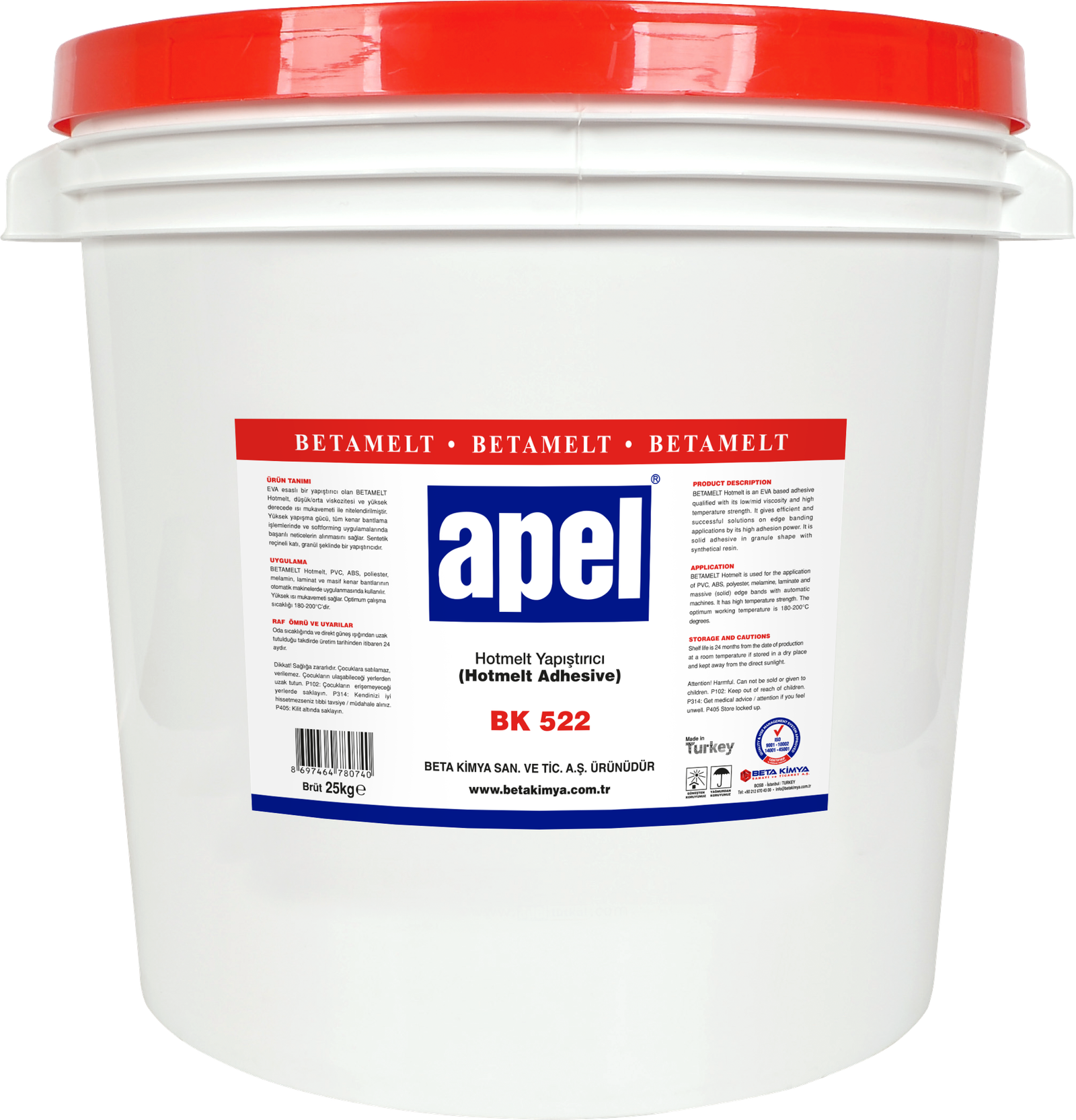 APEL HOTMELT YAPIŞTIRICI BK522 - 25 kg Kova / Kraft
