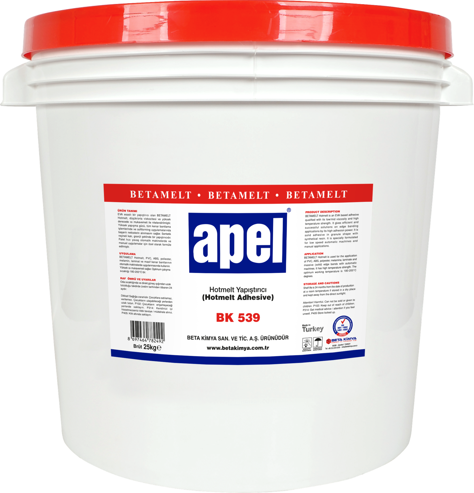 APEL HOTMELT YAPIŞTIRICI BK539 - 25 kg Kova / Kraft