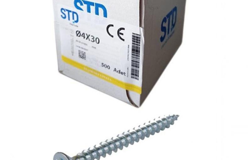 STD 4x30 Sunta Vidası Beyaz (500 Adet)