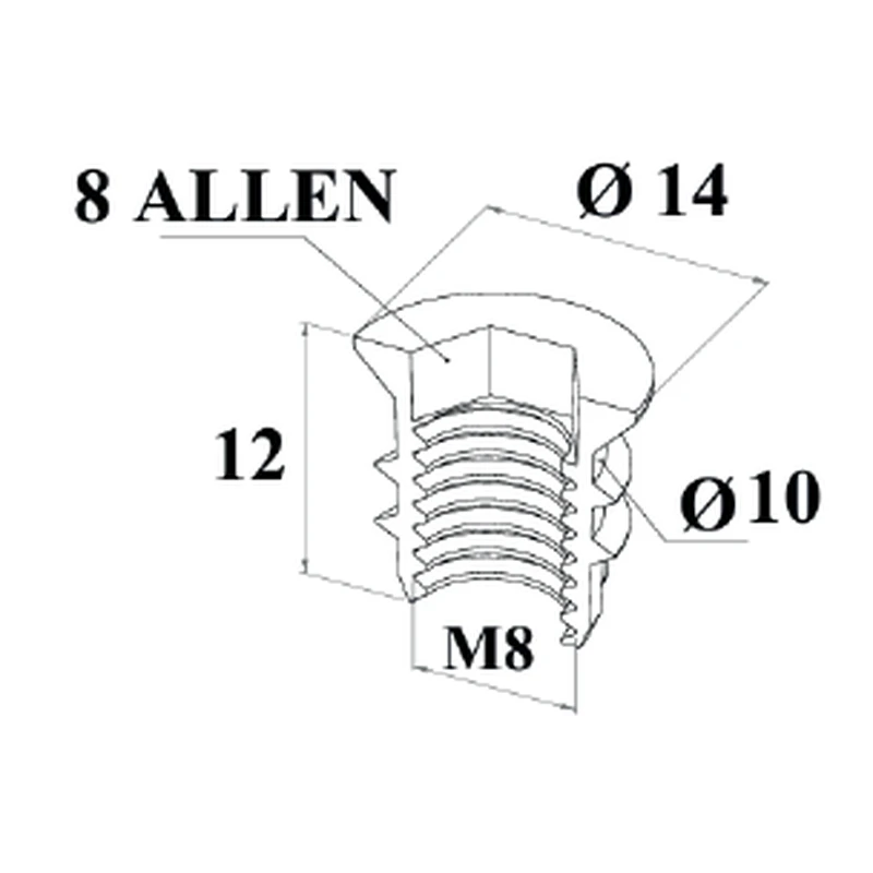 M8 METAL DÜBEL 8 ALLEN Ø14