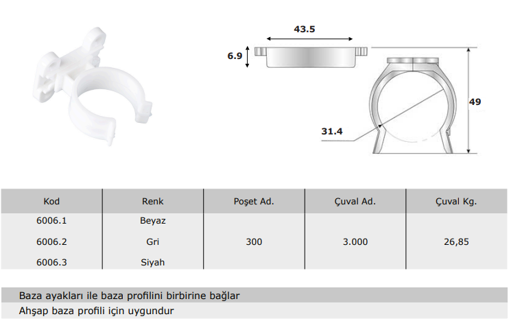 Kalın Baza Klipsi (Ahşap)