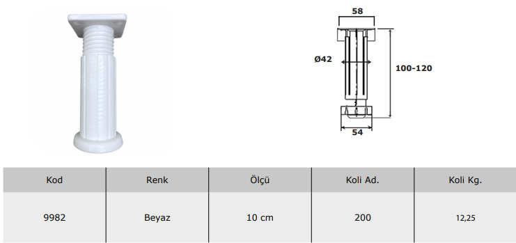 Ø 42 Plastik Ayak 10 cm