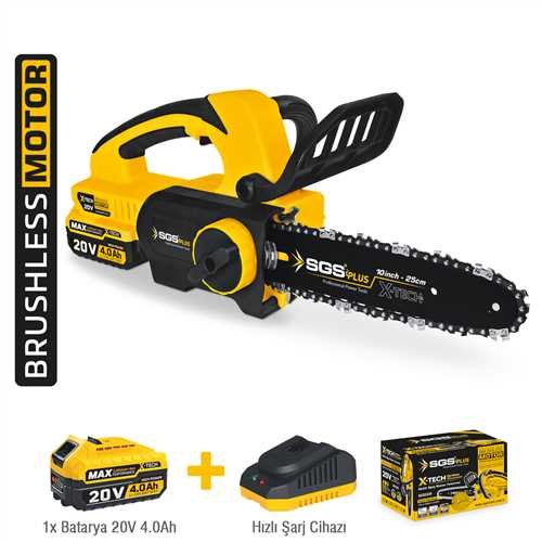 SGS AKÜLÜ AĞAÇ KESME TESTERESİ SETİ 25 CM 20V 1*4.0 Ah (KÖMÜRSÜZ MOTOR)
