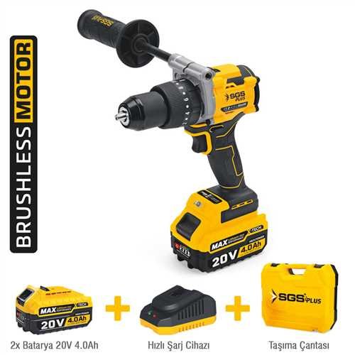 SGS AKÜLÜ DARBELİ MATKAP SETİ 20 VOLT 130 Nm Tork 2*4.0Ah (KÖMÜRSÜZ MOTOR)