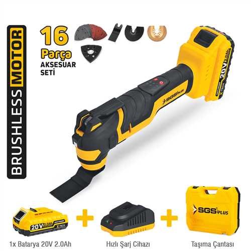 SGS AKÜLÜ MULTI-TOOLS KESİCİ VE RASPALAMA MAKİNESİ 20V 1*2.0 Ah