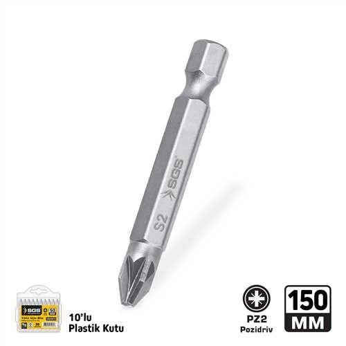 POZİDRİV UÇLU BİTS S2 PZ2*150mm Sand-Pro Series