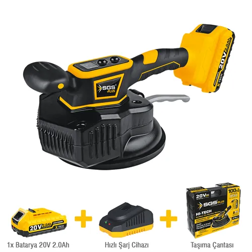 SGS AKÜLÜ SERAMİK-GRANİT TİTREŞİMLİ VANTUZ 160 mm 100 KG 20V 1*2.0 Ah