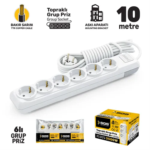 SGS GRUP PRİZ TOPRAKLI ALTILI 10 METRE