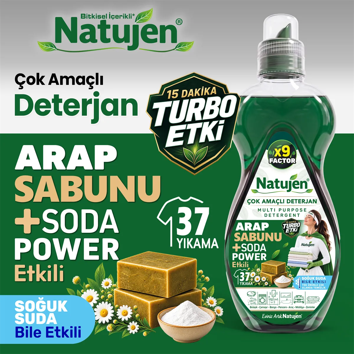 SGS Natujen Çok Amaçlı Deterjan Arap Sabunu Soda 1500 ml – Profesyonel Genel Temizleyici