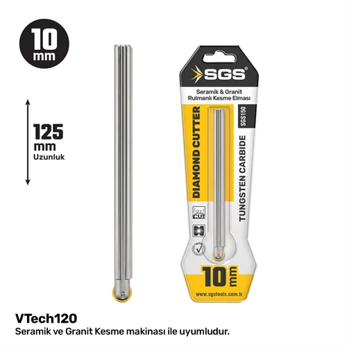 SGS SERAMİK-GRANİT KESME ELMASI 10MM RULMANLI UZUN