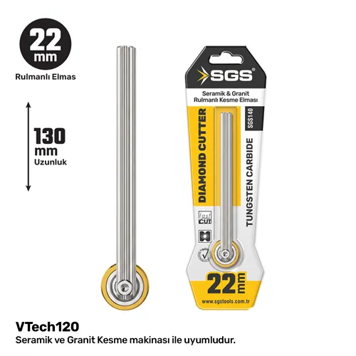 SGS SERAMİK-GRANİT KESME ELMASI 22MM RULMANLI UZUN